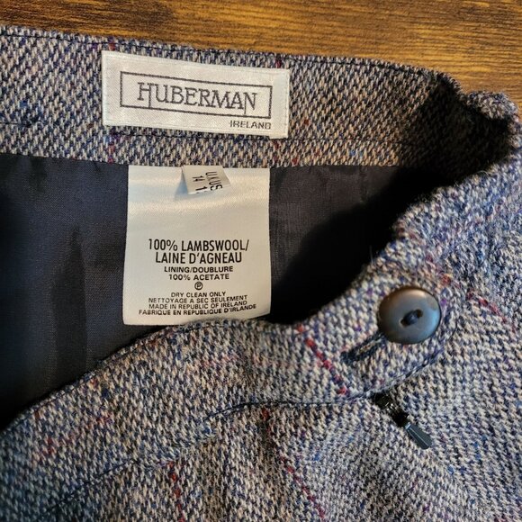 Vtg Hubberman Ireland Wool Tweed Midi Skirt Size 12 Pleated Windowpane Preppy - Picture 3 of 7